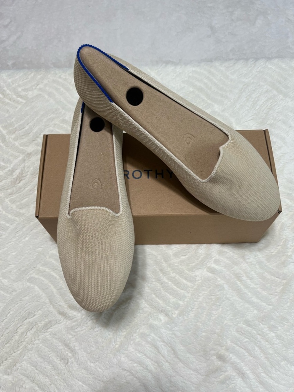 Rothy’s Lounge Loafer Sand Stone Beige Sustainable Knit Flats Size 10 New Box - Picture 2 of 11